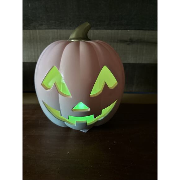 Halloween Bullseye Jack -O- Lantern Pumpkin pink blue Ombre Color Changing 8” - Picture 2 of 11